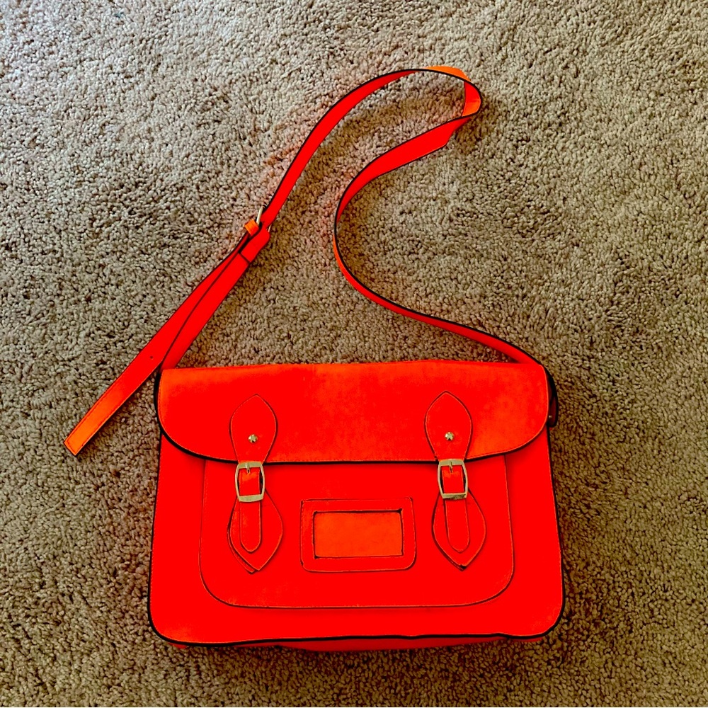 Orange colored Ladies Handbag - 13 in x 9 in. Windsor Satchels. Magnetic clips.